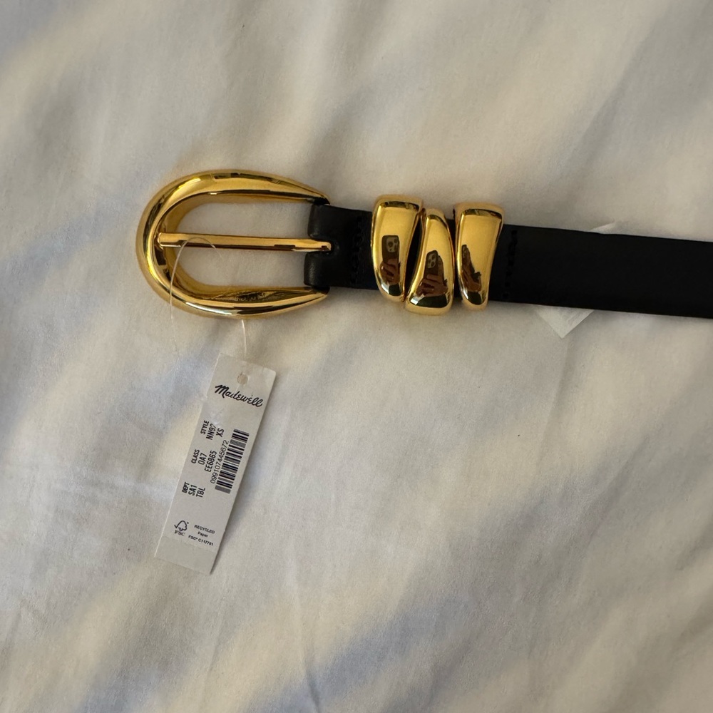 Madewell Women's Triple Metal Keeper Belt in Black and Gold